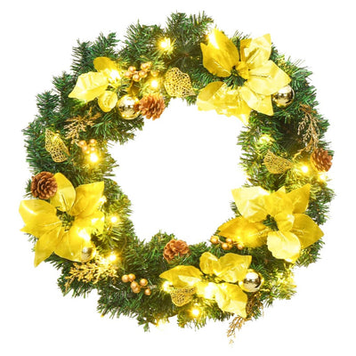 vidaXL Christmas Wreath with LED Lights Green 60 cm PVC
