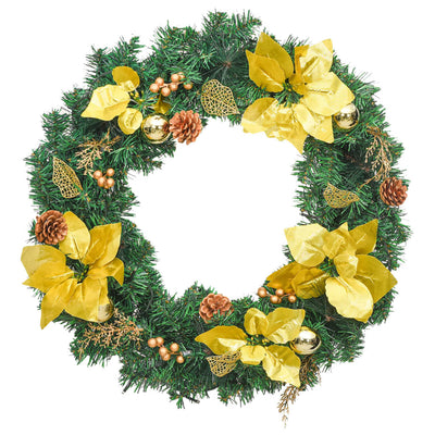 vidaXL Christmas Wreath with LED Lights Green 60 cm PVC