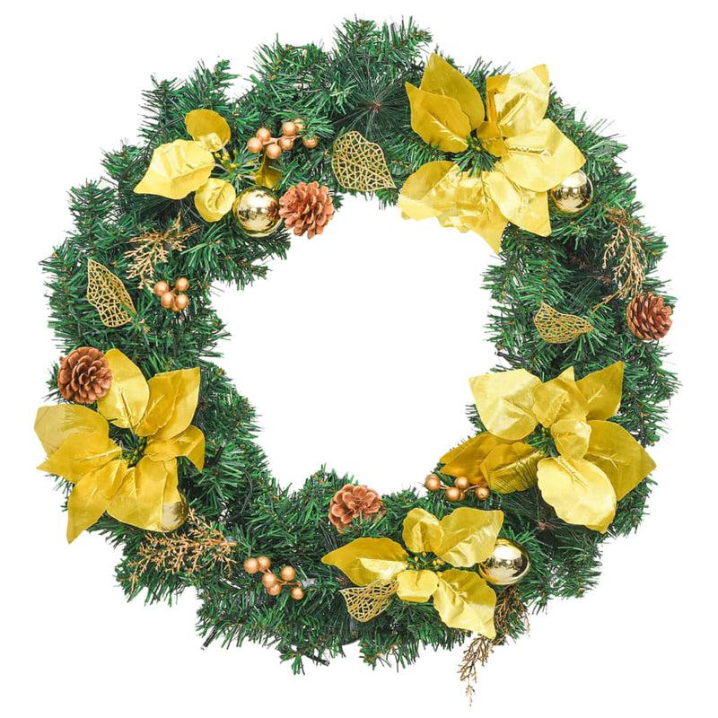 vidaXL Christmas Wreath with LED Lights Green 60 cm PVC