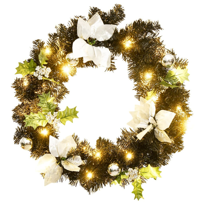 vidaXL Christmas Wreath with LED Lights Green 60 cm PVC