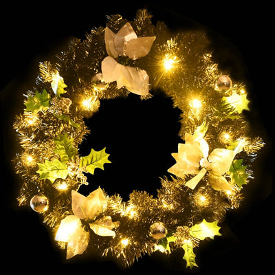 vidaXL Christmas Wreath with LED Lights Green 60 cm PVC