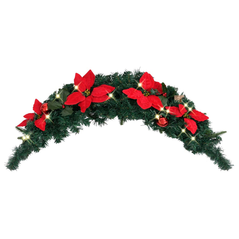 vidaXL Christmas Arch with LED Lights Green 90 cm PVC
