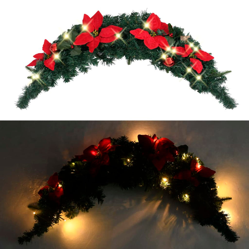 vidaXL Christmas Arch with LED Lights Green 90 cm PVC