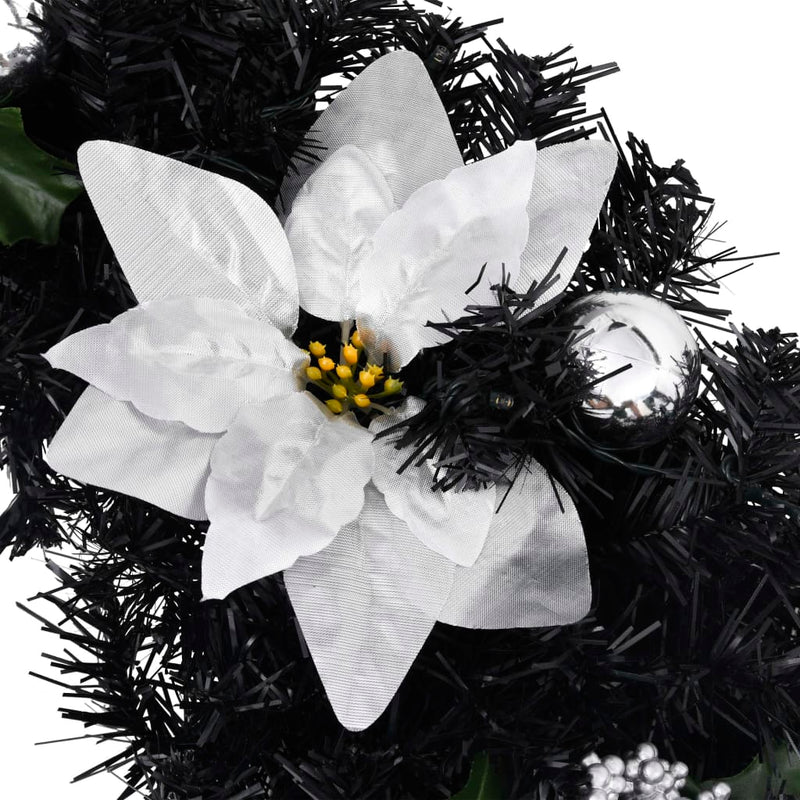 vidaXL Christmas Arch with LED Lights Black 90 cm PVC