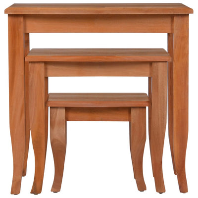 vidaXL Side Tables 3 pcs Classical Brown Solid Mahogany Wood