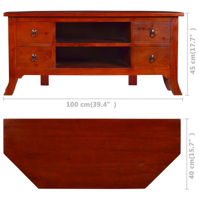 vidaXL TV Cabinet Classical Brown 100x40x45 cm Solid Mahogany Wood