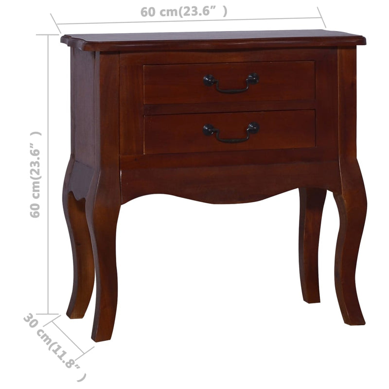 vidaXL Bedside Cabinet Classical Brown 60x30x60 cm Solid Mahogany Wood