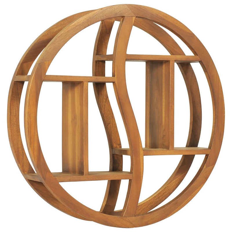 vidaXL Yin Yang Wall Shelf 80x17.5x80 cm Solid Wood Teak