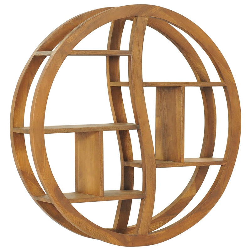 vidaXL Yin Yang Wall Shelf 80x17.5x80 cm Solid Wood Teak