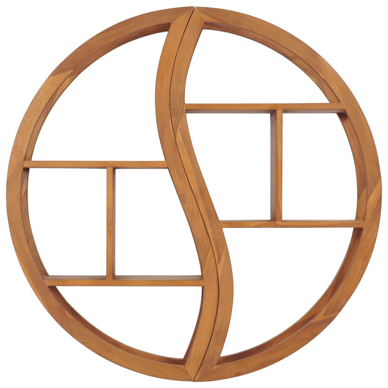 vidaXL Yin Yang Wall Shelf 100x20x100 cm Solid Wood Teak