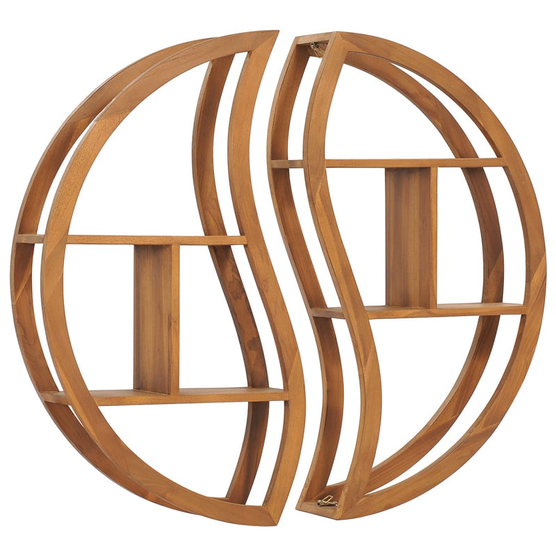 vidaXL Yin Yang Wall Shelf 100x20x100 cm Solid Wood Teak