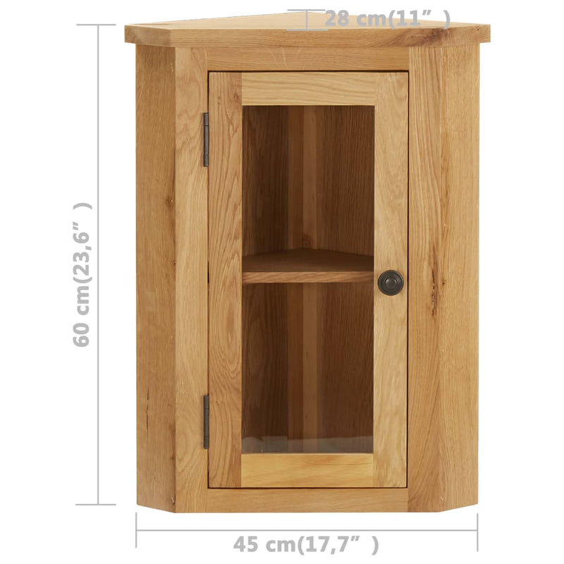 vidaXL Wall-mounted Corner Cabinet 45x28x60 cm Solid Oak Wood
