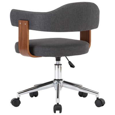 vidaXL Swivel Office Chair Grey Bent Wood and Fabric
