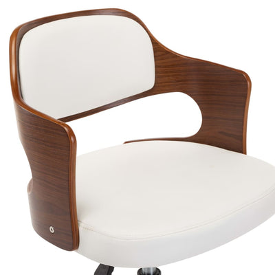 vidaXL Swivel Office Chair White Bent Wood and Faux Leather