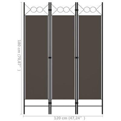 vidaXL 3-Panel Room Divider Anthracite 120x180 cm