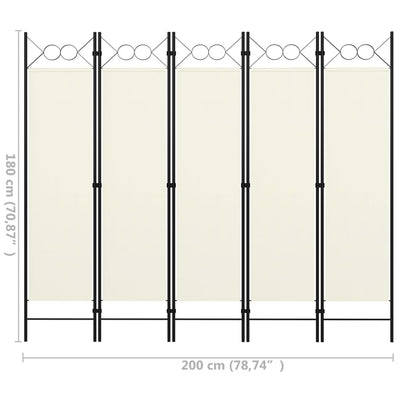 vidaXL 5-Panel Room Divider Anthracite 200x180 cm