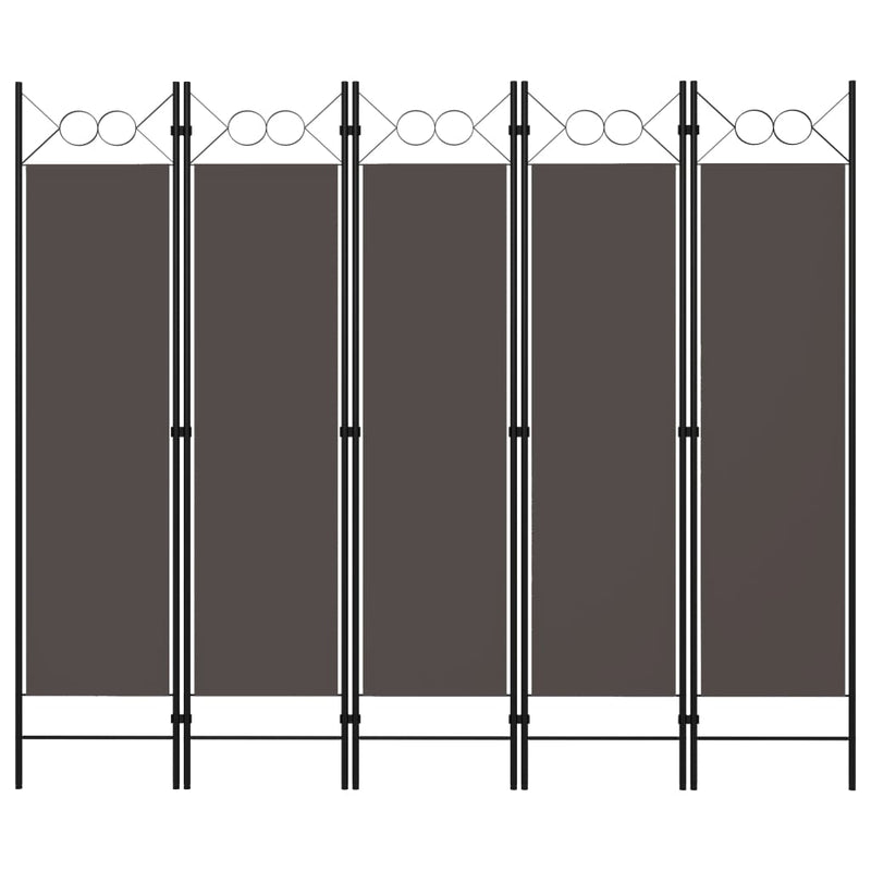 vidaXL 5-Panel Room Divider Anthracite 200x180 cm