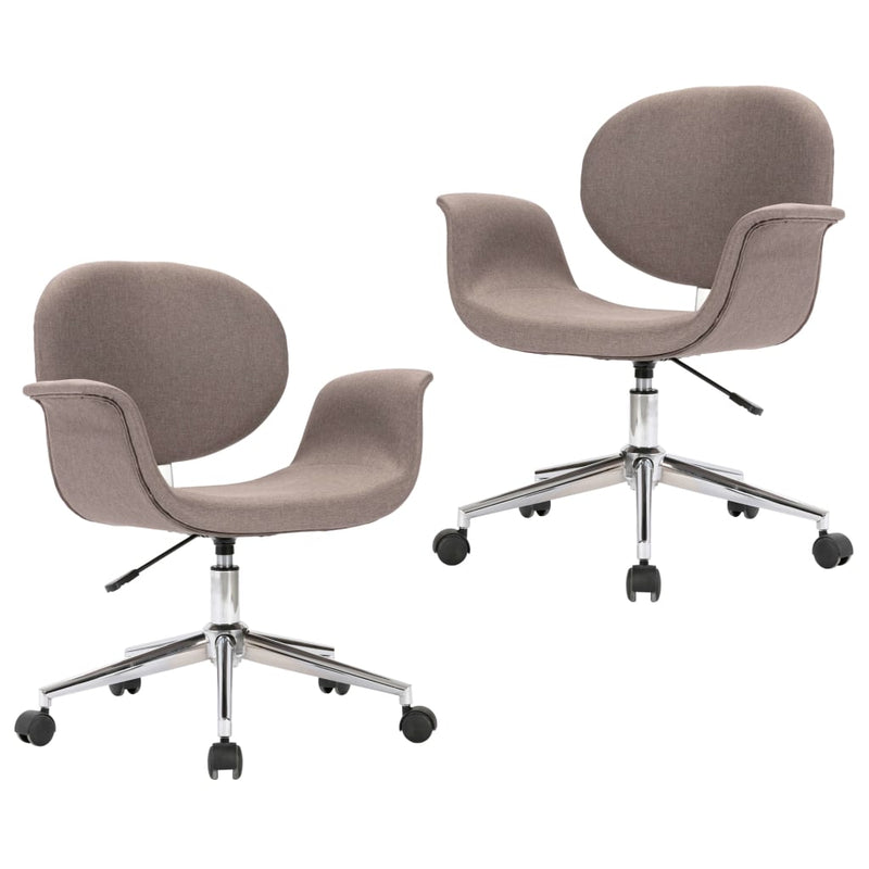 vidaXL Swivel Dining Chairs 2 pcs Taupe Fabric