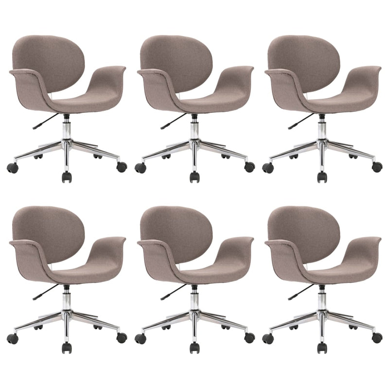 vidaXL Swivel Dining Chairs 6 pcs Taupe Fabric