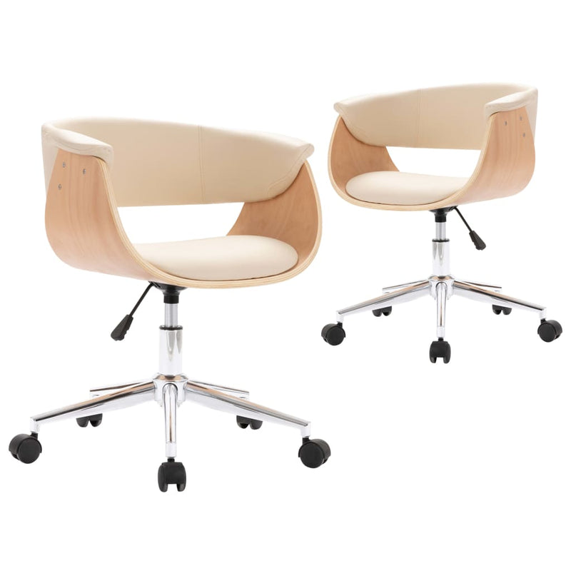 vidaXL Swivel Dining Chairs 2 pcs Cream Faux Leather