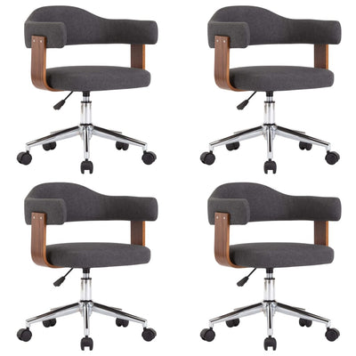 vidaXL Swivel Dining Chairs 4 pcs Grey Bent Wood and Fabric