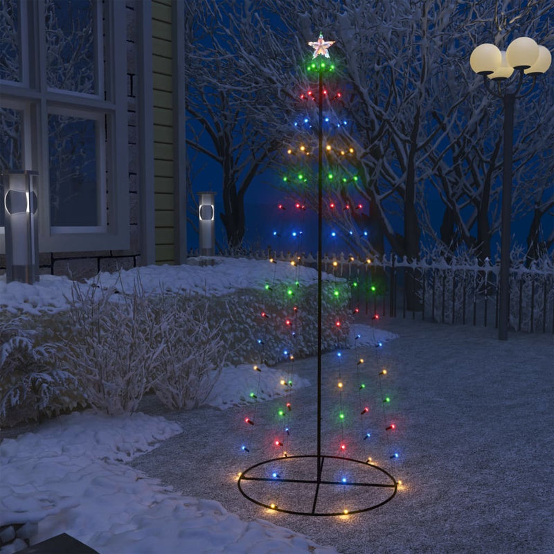 vidaXL Christmas Cone Tree 100 Colourful LEDs Decoration 70x180 cm
