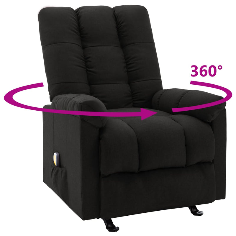 vidaXL Massage Reclining Chair Black Fabric