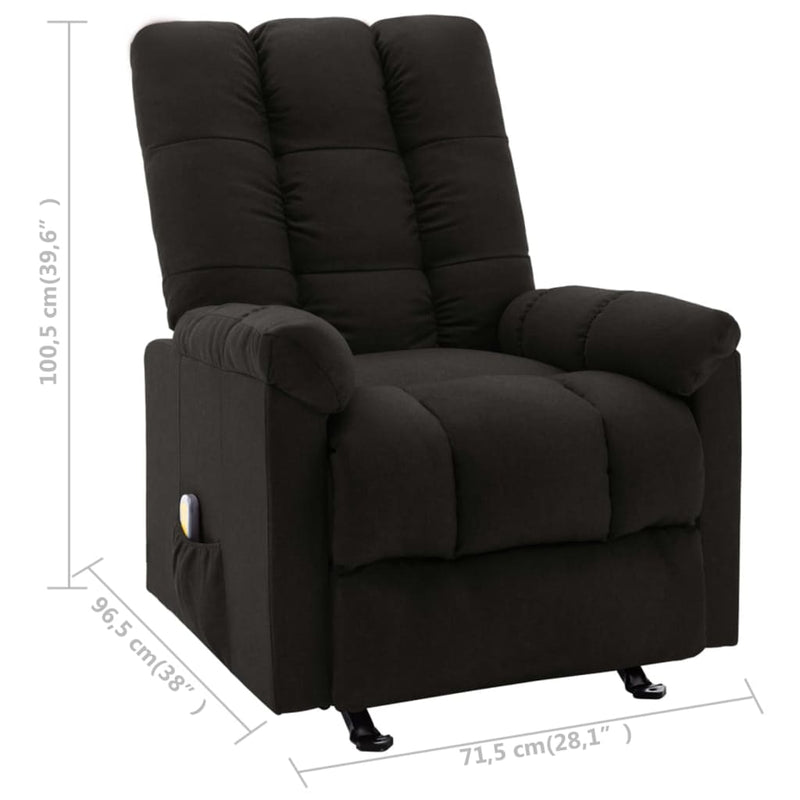 vidaXL Massage Reclining Chair Black Fabric