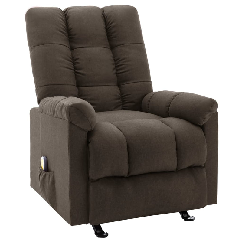 vidaXL Massage Reclining Chair Dark Brown Fabric