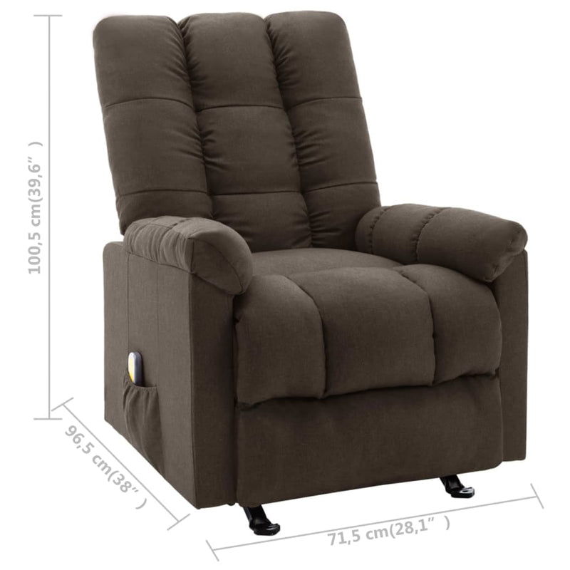 vidaXL Massage Reclining Chair Dark Brown Fabric