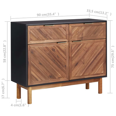 vidaXL Sideboard 90x33.5x75 cm Solid Acacia Wood and MDF