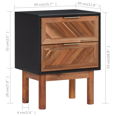 vidaXL Nightstands 2 pcs 40x30x53 cm Solid Acacia Wood and MDF