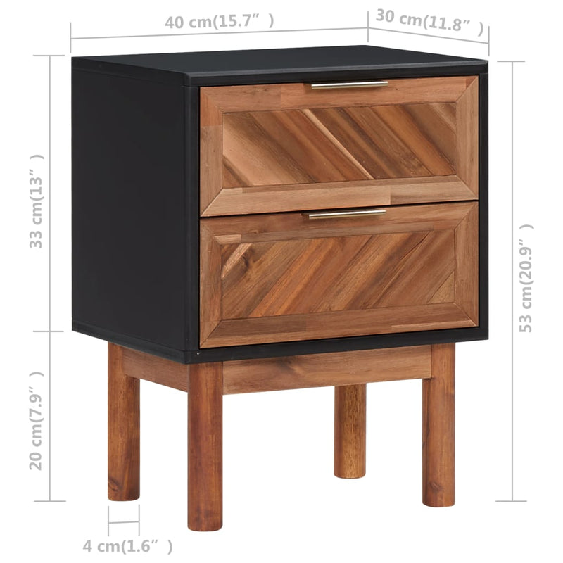 vidaXL Nightstands 2 pcs 40x30x53 cm Solid Acacia Wood and MDF