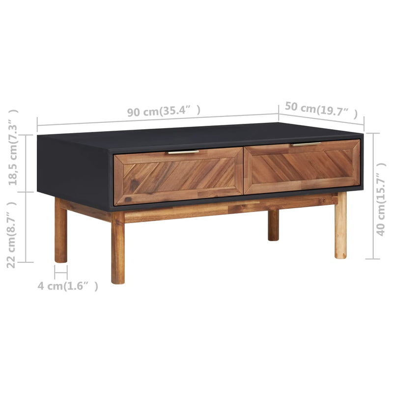 vidaXL Coffee Table 90x50x40 cm Solid Acacia Wood and MDF