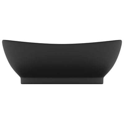 vidaXL Luxury Basin Overflow Oval Matt Black 58.5x39 cm Ceramic