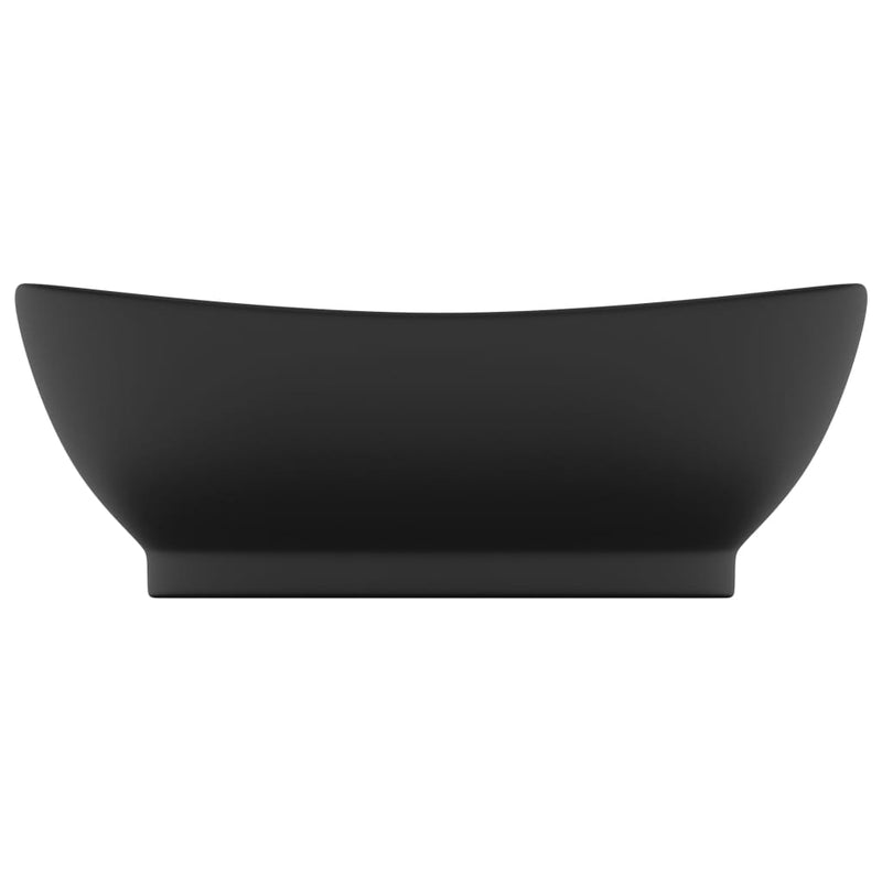 vidaXL Luxury Basin Overflow Oval Matt Black 58.5x39 cm Ceramic