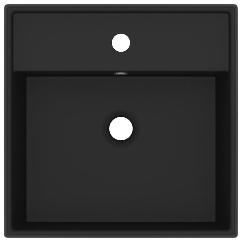 vidaXL Luxury Basin Overflow Square Matt Black 41x41 cm Ceramic