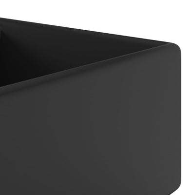 vidaXL Luxury Basin Overflow Square Matt Black 41x41 cm Ceramic