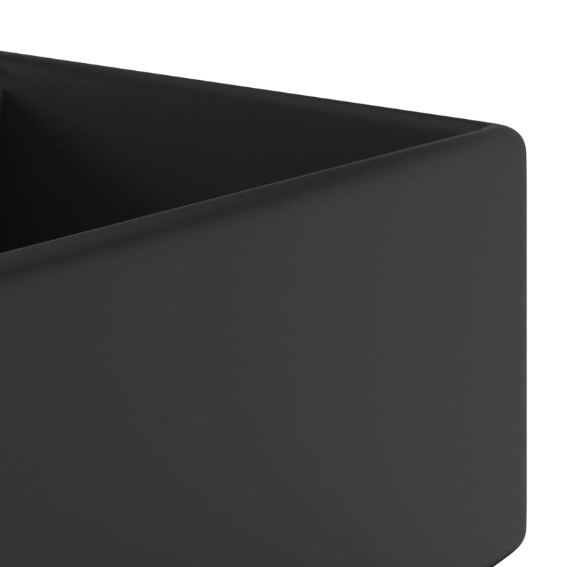 vidaXL Luxury Basin Overflow Square Matt Black 41x41 cm Ceramic