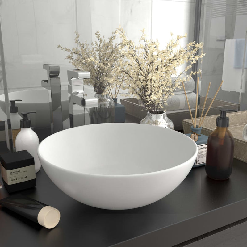 vidaXL Bathroom Sink Ceramic Matt Black Round