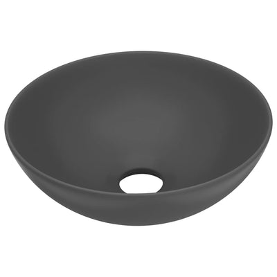 vidaXL Bathroom Sink Ceramic Matt Black Round