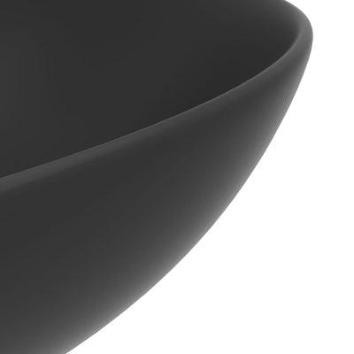 vidaXL Bathroom Sink Ceramic Matt Black Round