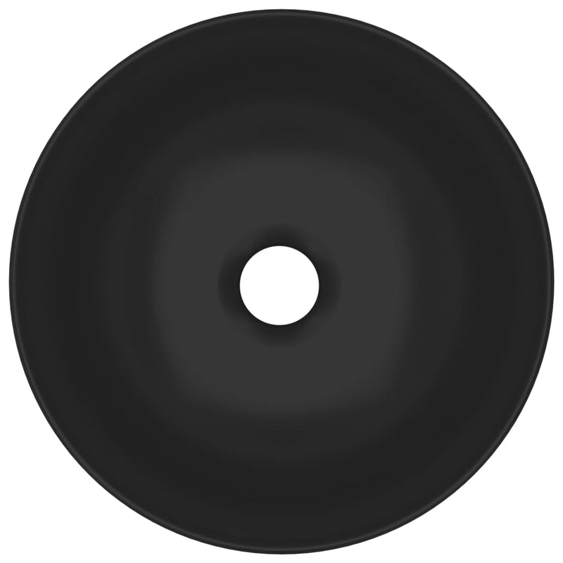 vidaXL Bathroom Sink Ceramic Matt Black Round