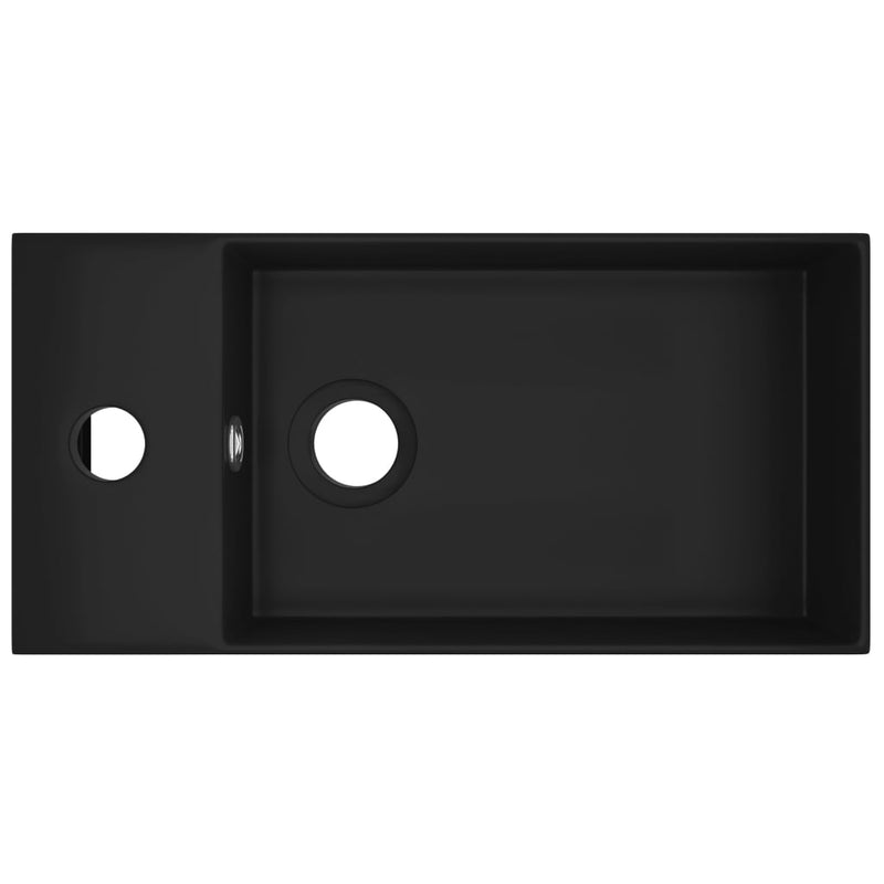 vidaXL Bathroom Sink with Overflow Ceramic Matt Black