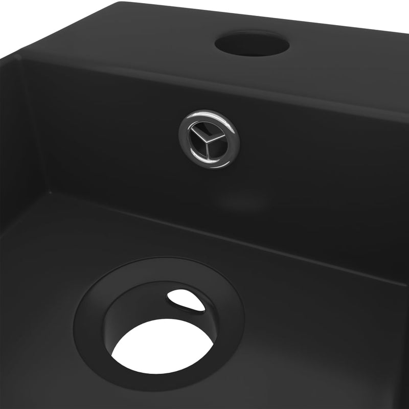 vidaXL Bathroom Sink with Overflow Ceramic Matt Black