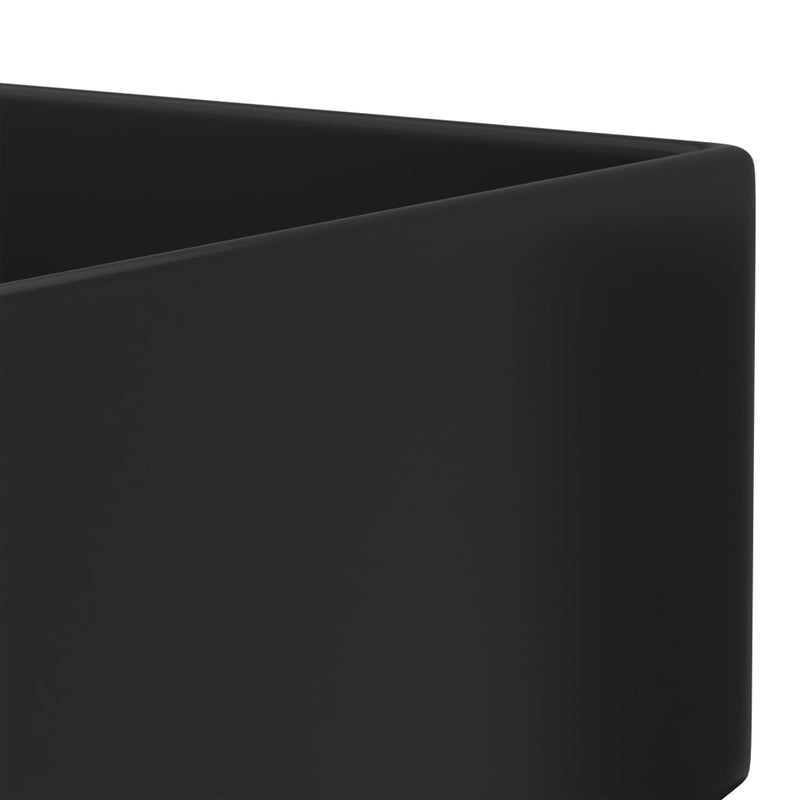 vidaXL Bathroom Sink with Overflow Ceramic Matt Black