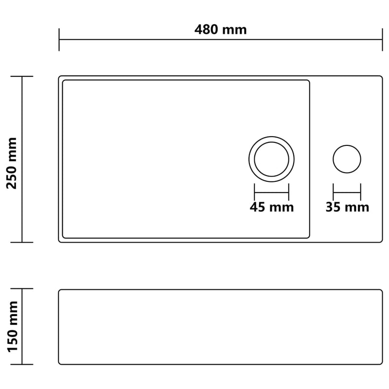 vidaXL Bathroom Sink with Overflow Ceramic Matt Black