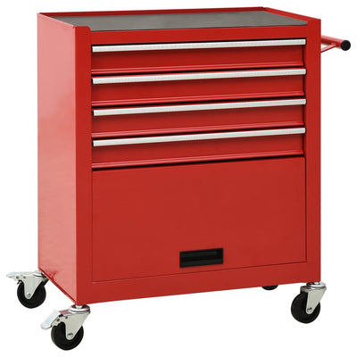 vidaXL Tool Trolley with 4 Drawers Steel Blue