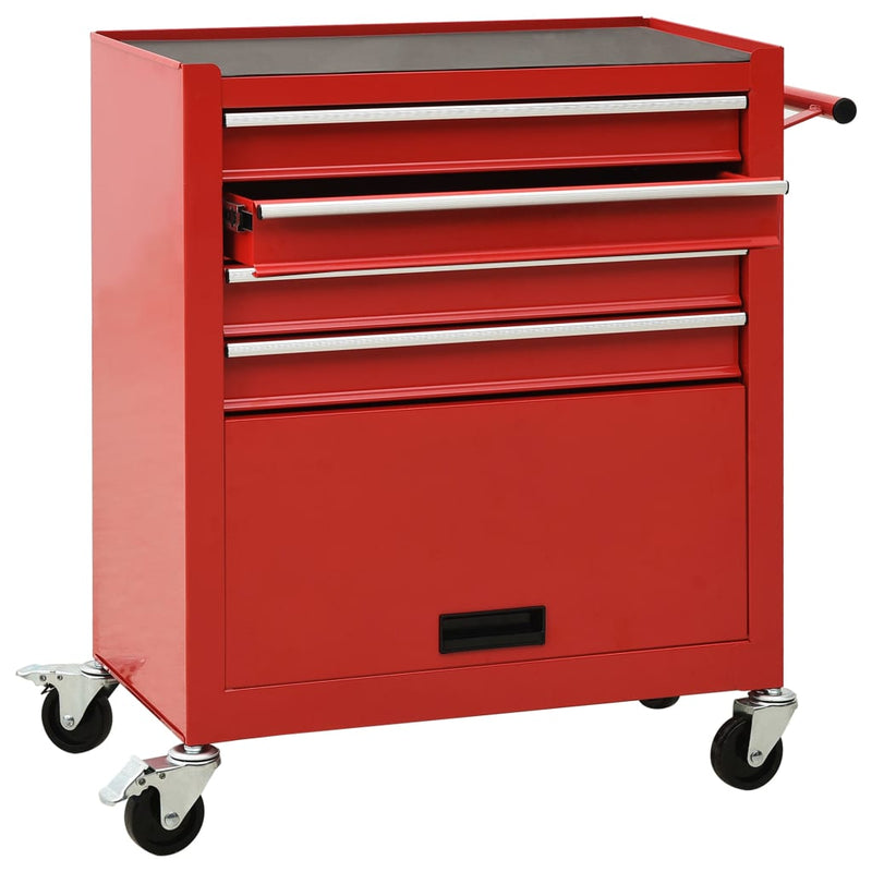 vidaXL Tool Trolley with 4 Drawers Steel Blue