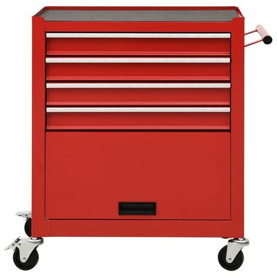vidaXL Tool Trolley with 4 Drawers Steel Blue